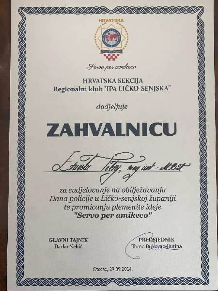 Predsjednik Bukovac uručio zahvalnicu županu Pertyju